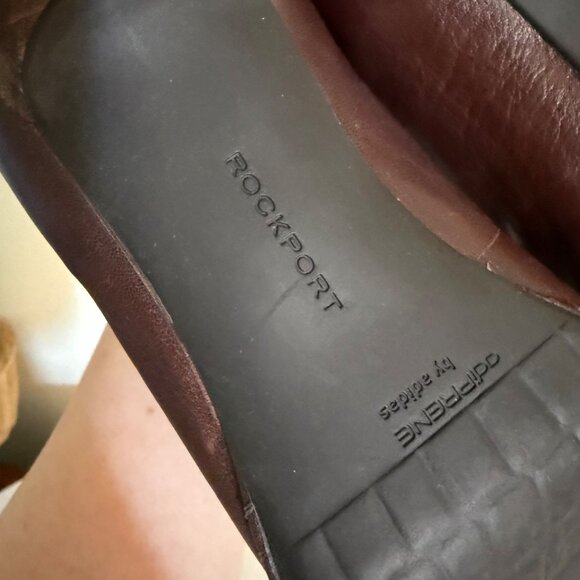 Rockport Womens Oxford Heels Size 9.5 Brown Leather Lace Up Comfort Retro Style - Picture 8 of 16